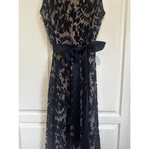 Adrianna Papell Dress Size 2 Navy Blue Lace Formal Sleeveless Evening Gown Maxi - Picture 3 of 16